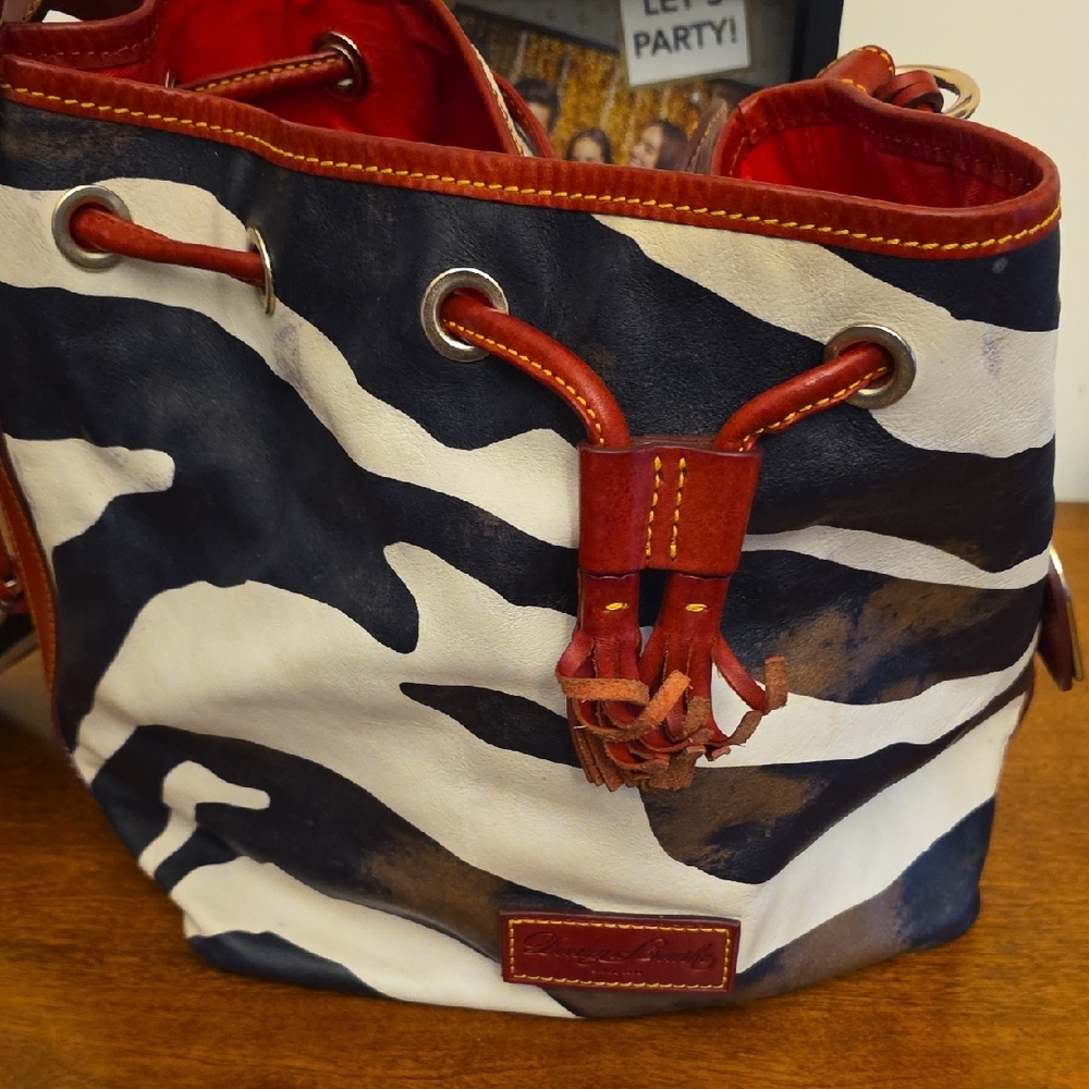 Dooney & Bourke Zebra Print Hobo Bag - Red, Black, White